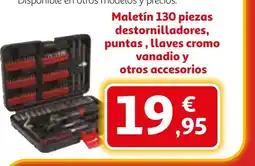 Alcampo Maletín 130 piezas destornilladores, puntas, llaves cromo vanadio y otros accesorios oferta