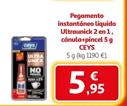 Alcampo CEYS Pegamento instantáneo líquido Ultraunick 2 en 1, cánula+pincel oferta