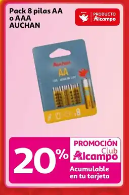 Alcampo AUCHAN Pack 8 pilas AA o AAA oferta