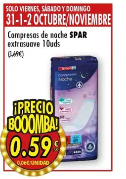SPAR SPAR Compresas de noche extrasuave 10uds oferta