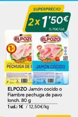 Masymas ELPOZO Jamón cocido o Fiambre pechuga de pavo lonch oferta