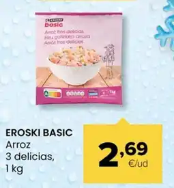 Autoservicios Familia EROSKI BASIC Arroz 3 delicias oferta