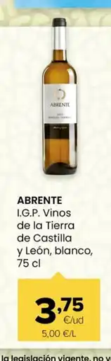 Autoservicios Familia ABRENTE I.G.P. Vinos de la Tierra de Castilla y León, blanco oferta