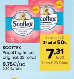 Autoservicios Familia SCOTTEX Papel higiénico original, 32 rollos oferta