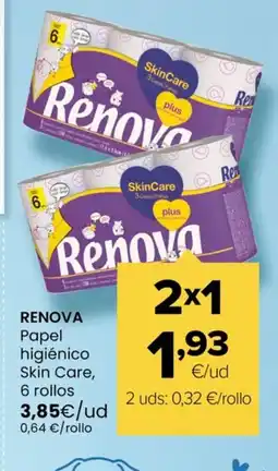 Autoservicios Familia RENOVA Papel higiénico Skin Care, 6 rollos oferta
