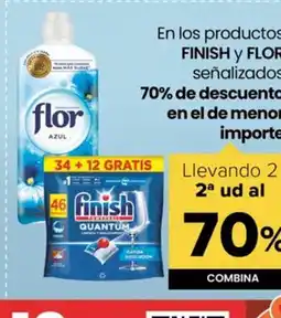 Autoservicios Familia FINISH Y FLOR En los productos señalizados oferta