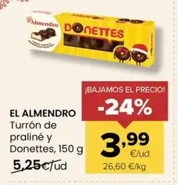 Autoservicios Familia EL ALMENDRO Turrón de praliné y Donettes oferta