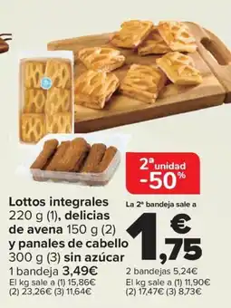Carrefour Lottos integrales delicias de avena y panales de cabello sin azúcar oferta