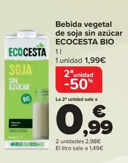 Carrefour ECOCESTA BIO Bebida vegetal de soja sin azúcar oferta