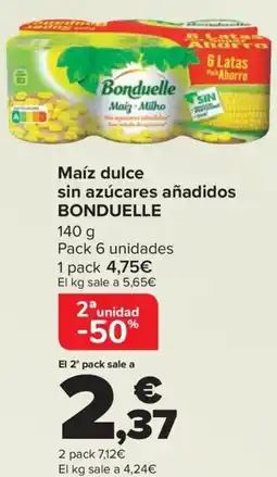 Carrefour BONDUELLE Maíz dulce sin azúcares añadidos oferta