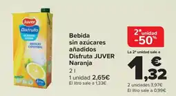Carrefour JUVER Bebida sin azúcares añadidos Disfruta Naranja oferta