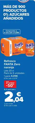 Carrefour FANTA Refresco Zero naranja oferta