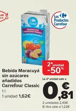 Carrefour Bebida Maracuyá sin azúcares añadidos Carrefour Classic oferta