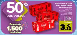 Carrefour COCA-COLA Refresco Mini Original, Zero o Zero Sin Cafeína oferta