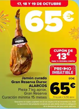 Carrefour ALARCOS Jamón curado Gran Reserva Duroc oferta