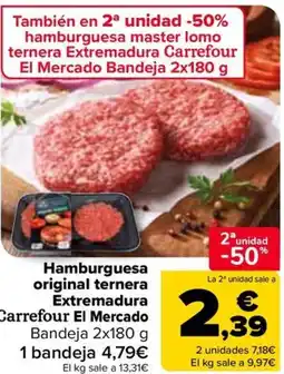 Carrefour Hamburguesa original ternera Extremadura Carrefour El Mercado oferta
