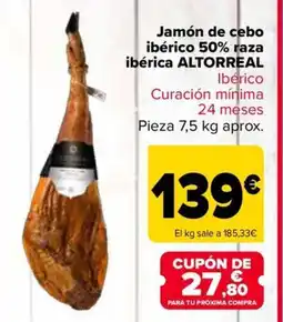 Carrefour ALTORREAL Jamón de cebo ibérico 50% raza ibérica oferta