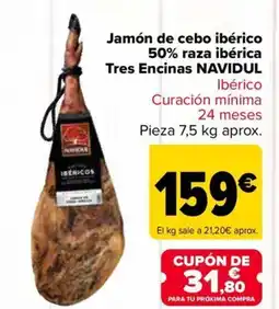 Carrefour NAVIDUL Jamón de cebo ibérico 50% raza ibérica Tres Encinas oferta