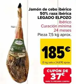 Carrefour LEGADO ELPOZO Jamón de cebo ibérico 50% raza ibérica Ibérico oferta