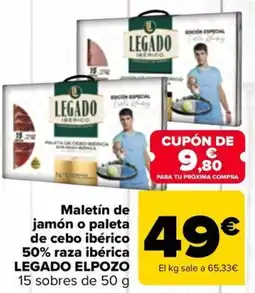 Carrefour LEGADO ELPOZO Maletín de jamón o paleta de cebo ibérico 50% raza ibérica oferta
