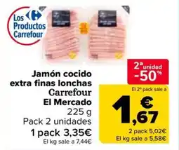 Carrefour Jamón cocido extra finas lonchas Carrefour El Mercado oferta