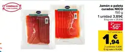 Carrefour NICO Jamón o paleta curados oferta