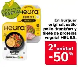 Carrefour HEURA En burguer original, estilo pollo, frankfurt y filete de proteína vegetal oferta