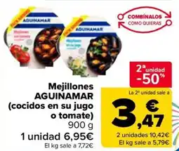 Carrefour AGUINAMAR Mejillones (cocidos en su jugo o tomate) oferta