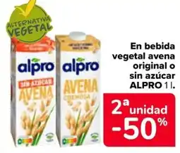 Carrefour ALPRO En bebida vegetal avena original o sin azúcar oferta