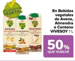 Carrefour VIVESOY En bebidas vegetales de avena, almendra o centeno oferta