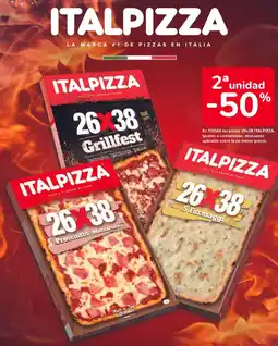 Carrefour ITALPIZZA En todas las pizzas 26x38 italpizza. iguales o combinadas, descuento aplicable sobre la de menor precio. oferta