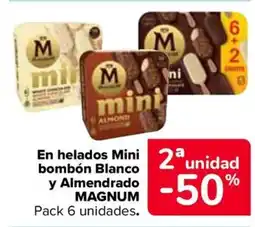 Carrefour MAGNUM En helados Mini bombón Blanco y Almendrado oferta
