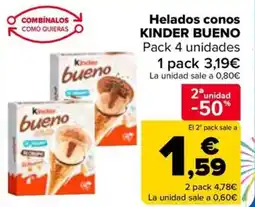 Carrefour KINDER BUENO Helados conos oferta