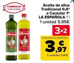 Carrefour LA ESPAÑOLA Aceite de oliva Tradicional 0,4° o Carácter 1° oferta