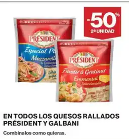 Supercor PRÉSIDENT Y GALBANI En todos los quesos rallados oferta