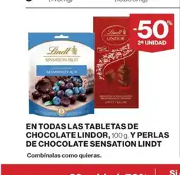 Supercor LINDT En todas las tabletas de chocolate lindor, y perlas de chocolate sensation oferta