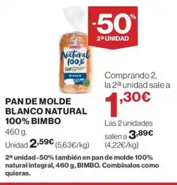 Supercor BIMBO Pan de molde blanco natural 100% oferta