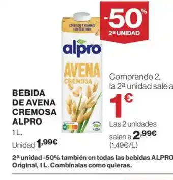 Supercor ALPRO Bebida de avena cremosa oferta