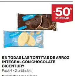 Supercor BICENTURY En todas las tortitas de arroz integral con chocolate oferta