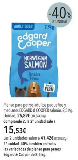 El Corte Inglés EDGARD & COOPER Pienso para perros adultos pequeños y medianos salmón oferta