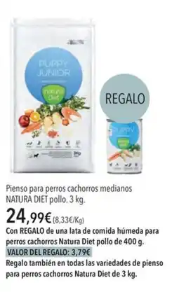 El Corte Inglés NATURA DIET Pienso para perros cachorros medianos pollo oferta