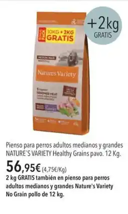 El Corte Inglés NATURE'S VARIETY Pienso para perros adultos medianos y grandes Healthy Grains pavo oferta