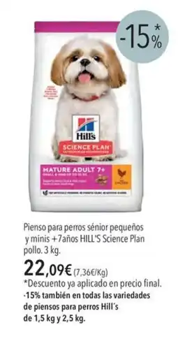 El Corte Inglés HILL'S Pienso para perros sénior pequeños y minis +7años Science Plan pollo oferta