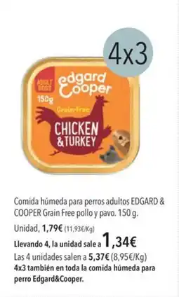 El Corte Inglés EDGARD & COOPER Comida húmeda para perros adultos Grain Free pollo y pavo. oferta