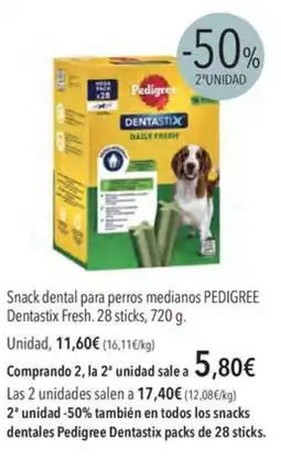El Corte Inglés PEDIGREE Dentastix Snack dental para perros medianos Fresh. 28 sticks oferta