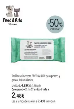 El Corte Inglés FRED & RITA Toallitas aloe vera para perros y gatos oferta