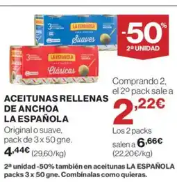Supercor LA ESPAÑOLA Aceitunas rellenas de anchoa oferta