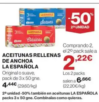Supercor LA ESPAÑOLA Aceitunas rellenas de anchoa oferta