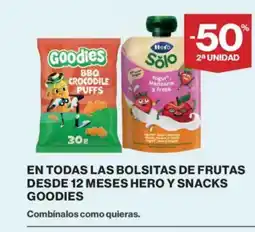 Supercor En todas las bolsitas de frutas desde 12 meses hero y snacks goodies oferta