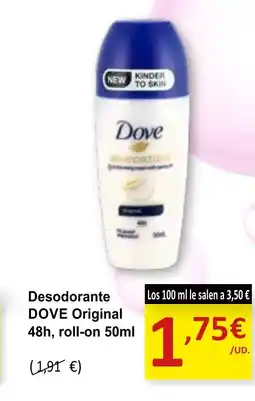 SPAR DOVE Desodorante Original 48h, roll-on oferta